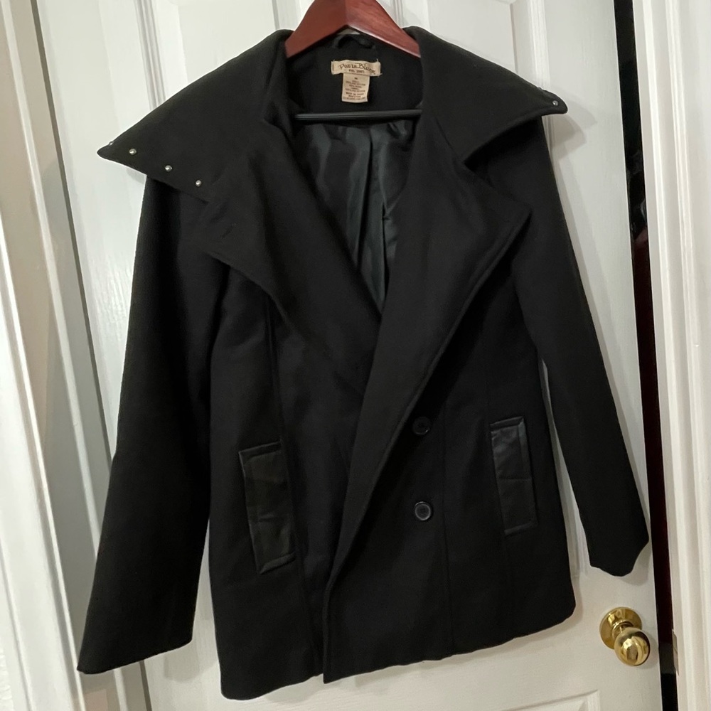 Paris Blues Black Wool-Blend Peacoat